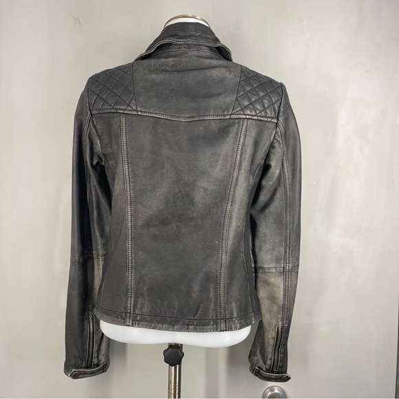 All Saints Black Leather Biker Jacket US 2 - Picture 4 of 14